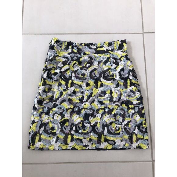 French Connection Multicolor Sequin A-Line Mini Skirt Lined FLAW - Picture 4 of 10